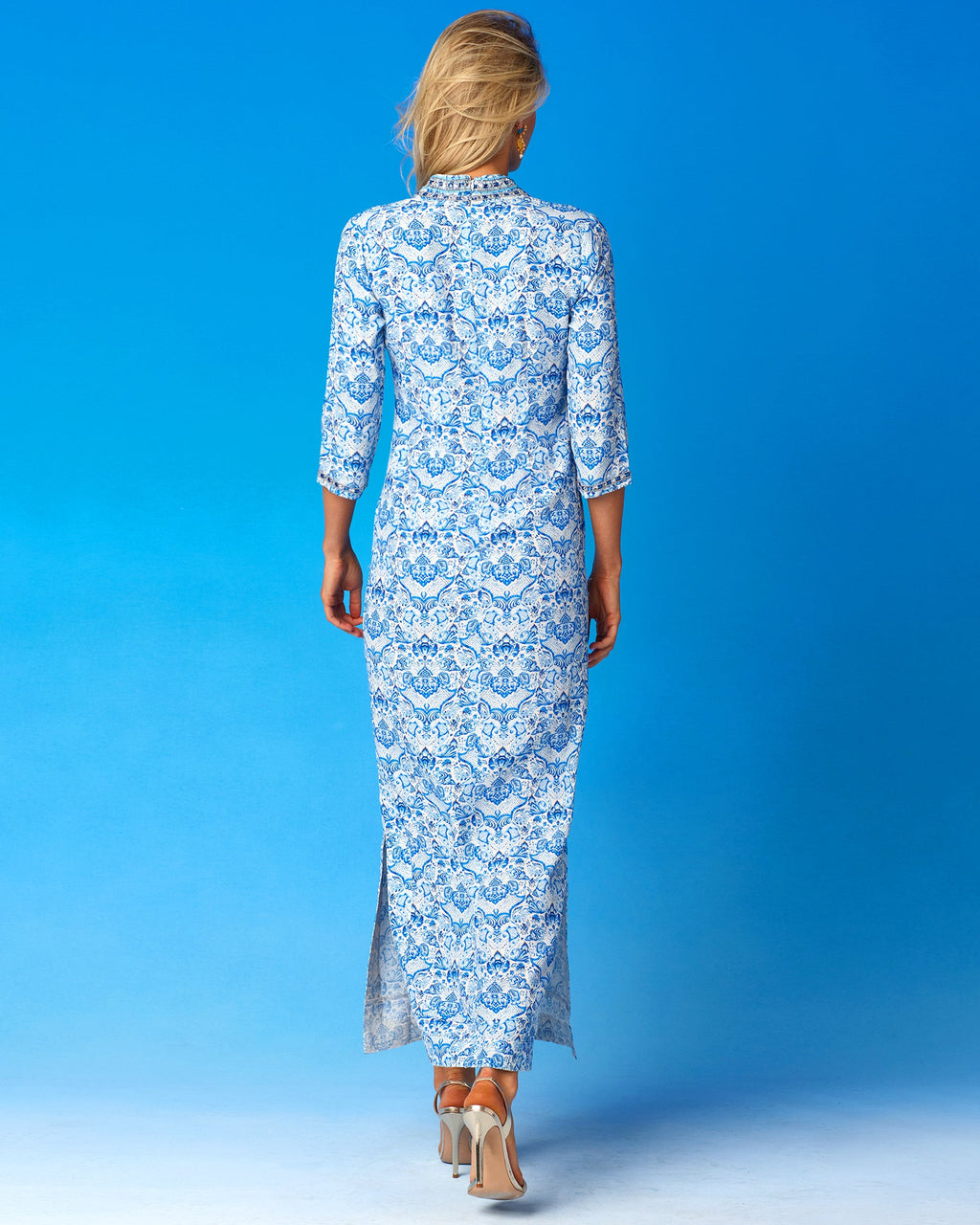 Shalimar Long Tunic Dress in Sapphire Jewel Embellishment