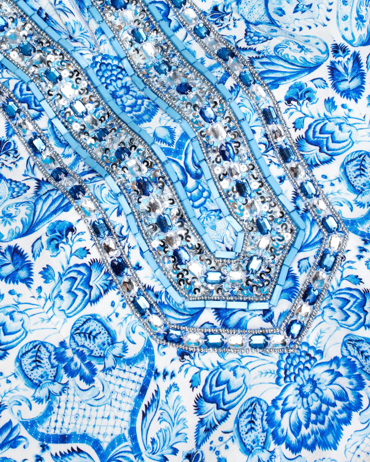 Shalimar Long Tunic Dress in Sapphire Jewel Embellishment